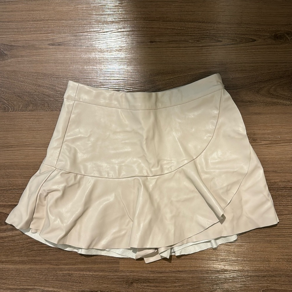 Cream Faux leather Skirt